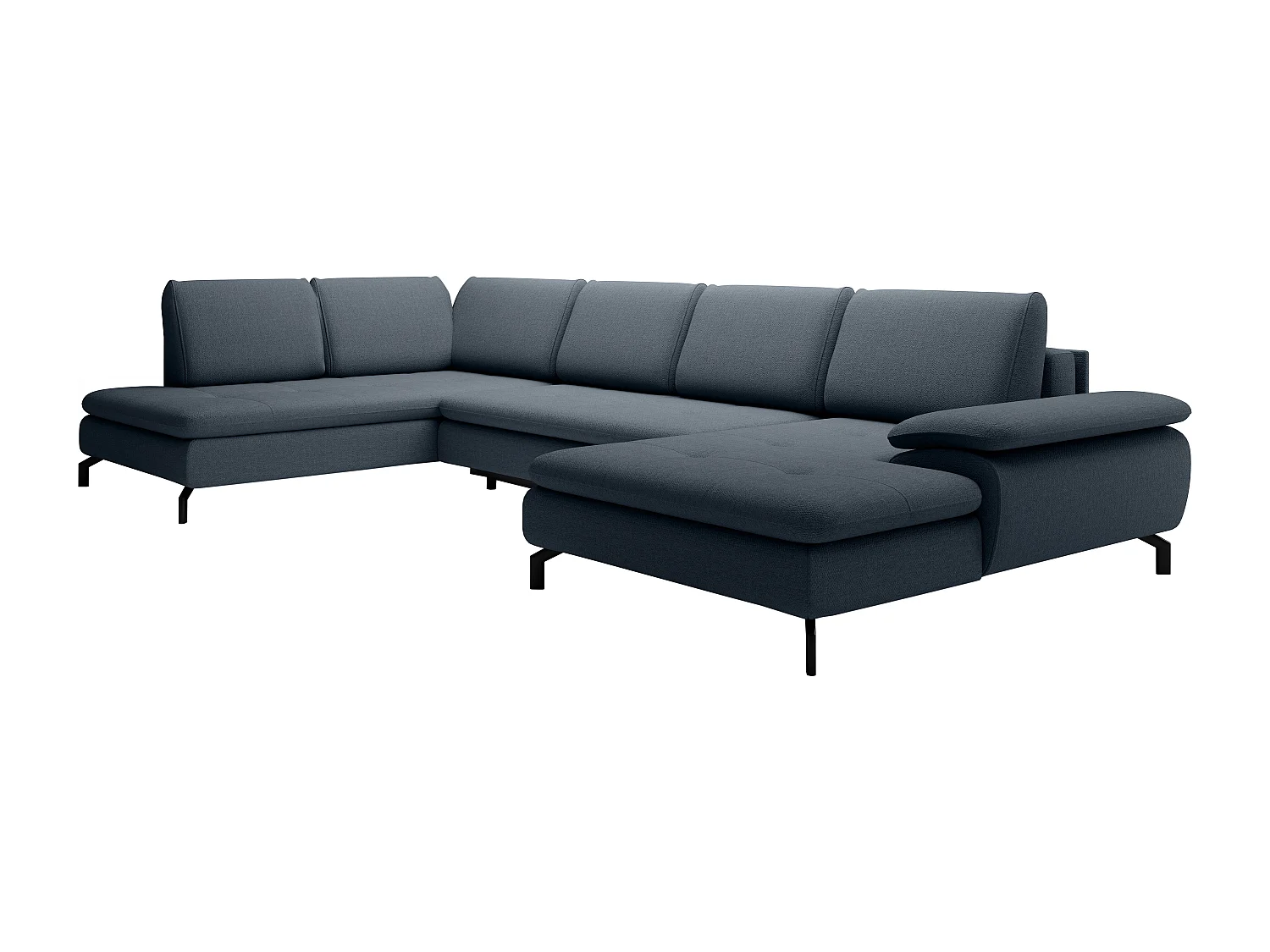 Große Wohnlandschaft mit Schlaffunktion - Ecke rechts - Strukturstoff - Blau - ARCHIBALD