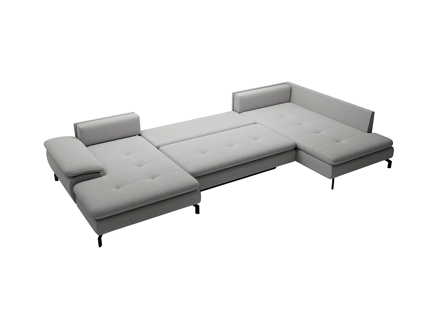 Große Wohnlandschaft mit Schlaffunktion - Ecke rechts - Strukturstoff - Grau - ARCHIBALD