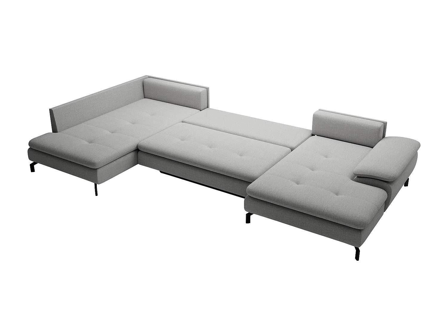 Sofá rinconera panorámico izquierdo de tela texturizada gris ARCHIBALD