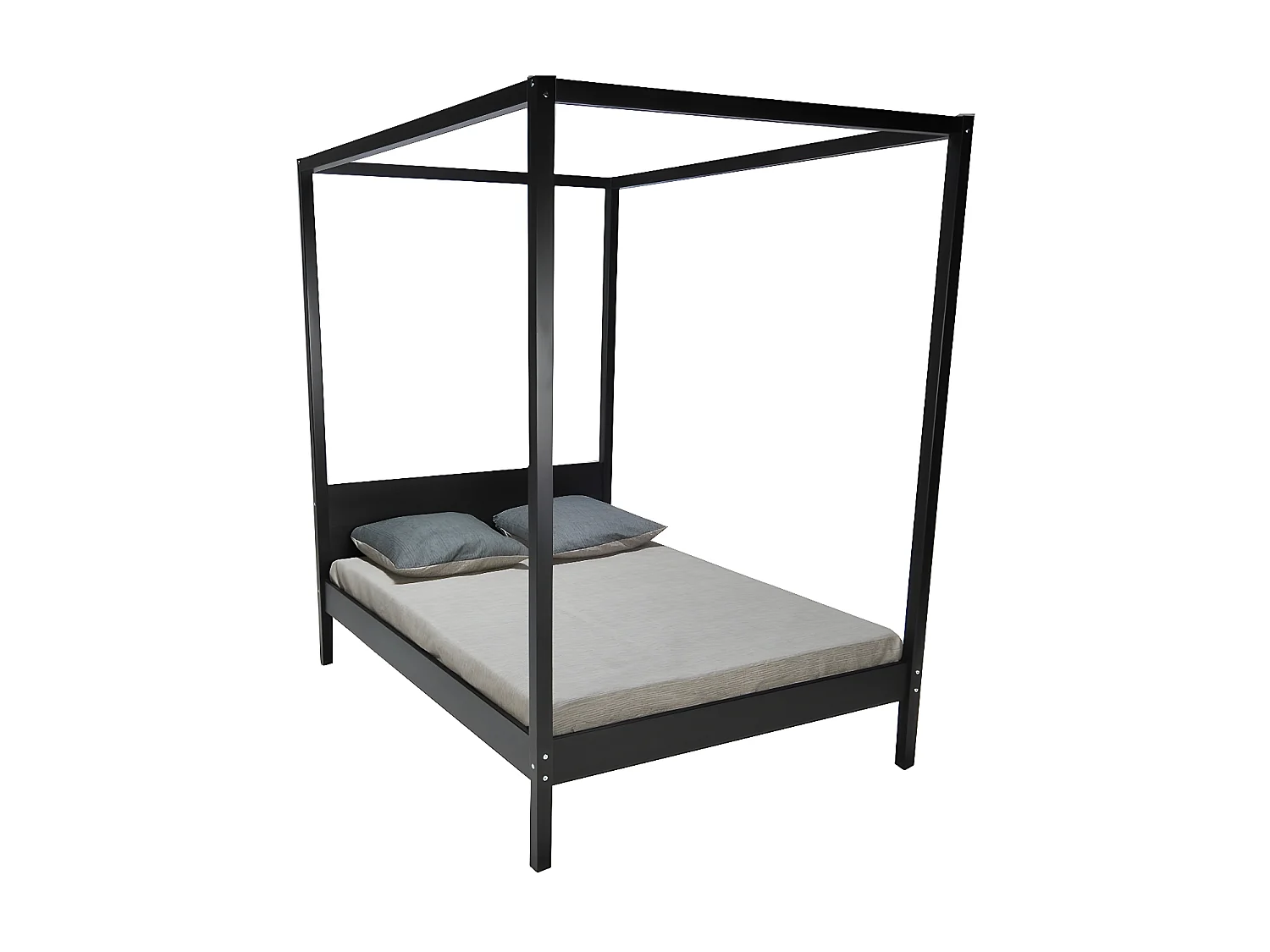 Lit double à baldaquin ROMANCE 140x190 / Noir