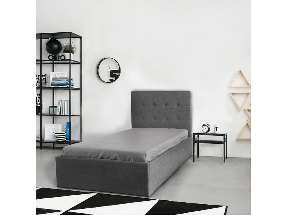 Lit coffre PARMA 90x190 + 1 sommier / Gris foncé
