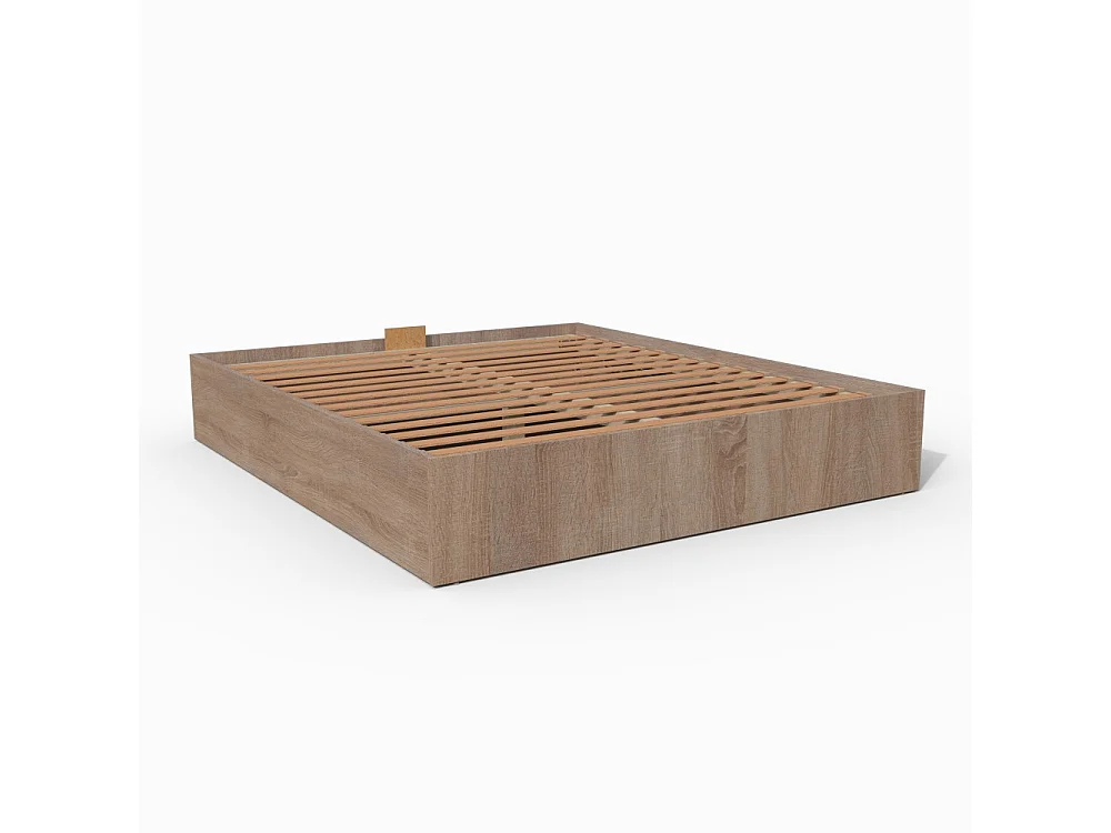Lit coffre BILBAO 140x200 cm + sommier / Décor chêne blanchi