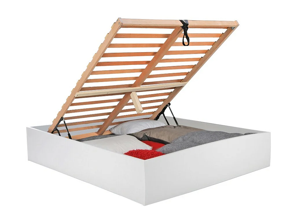 Lit coffre BILBAO 160x200 cm + sommier / blanc