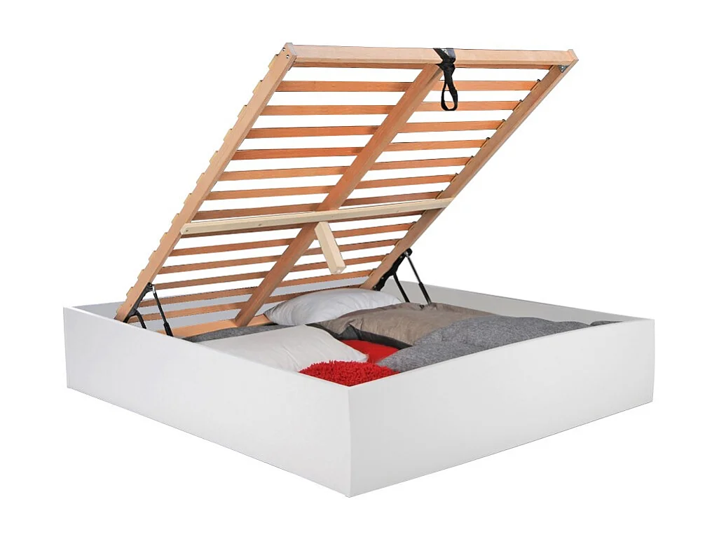 Lit coffre BILBAO 160x200 cm + sommier / blanc