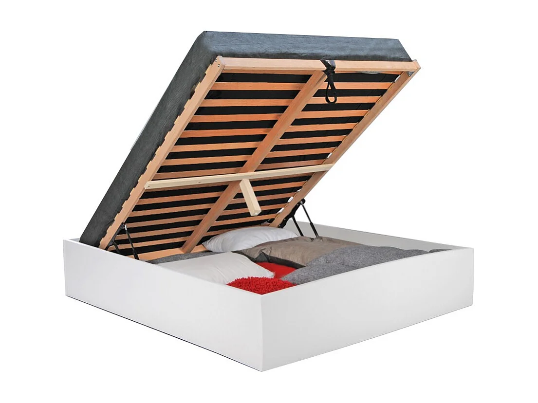 Lit coffre BILBAO 140x200 cm + sommier / blanc