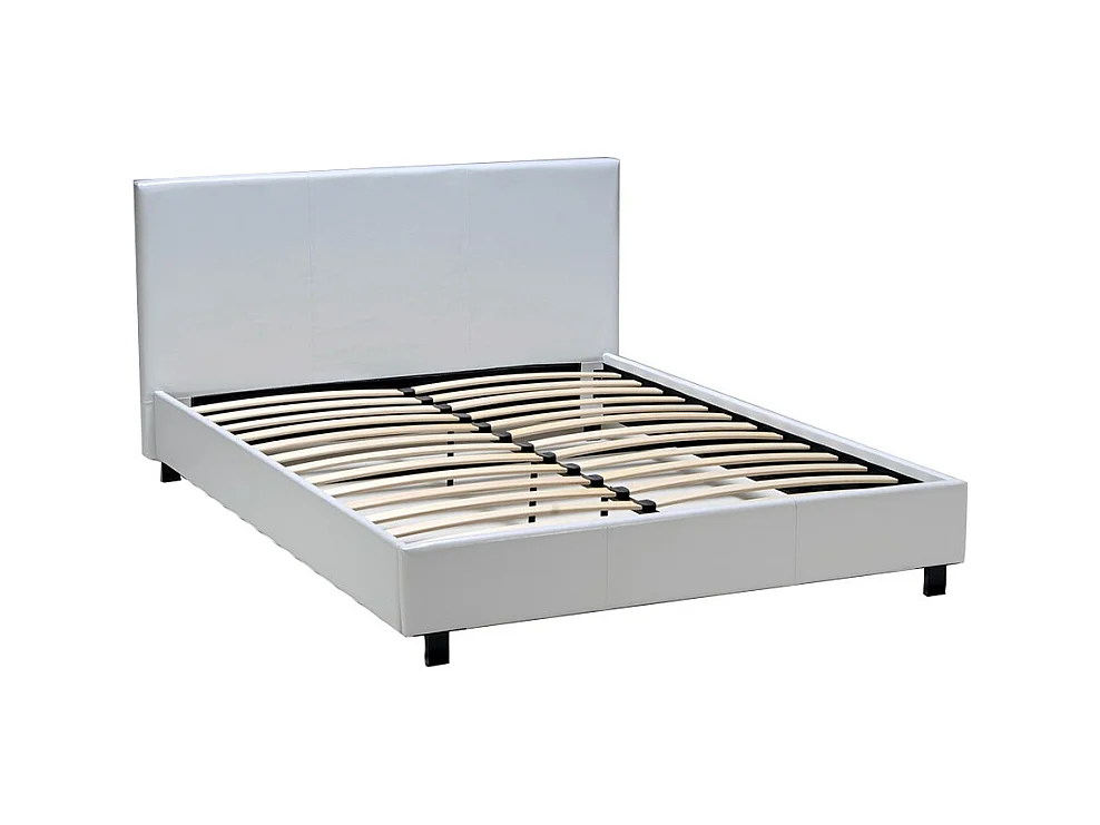 Lit ATLANTA 140x190 + 1 sommier + 1 matelas CARLTON / Blanc