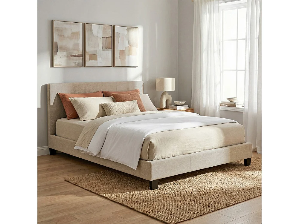 Lit DUBLIN 140x190 + 1 sommier / Beige