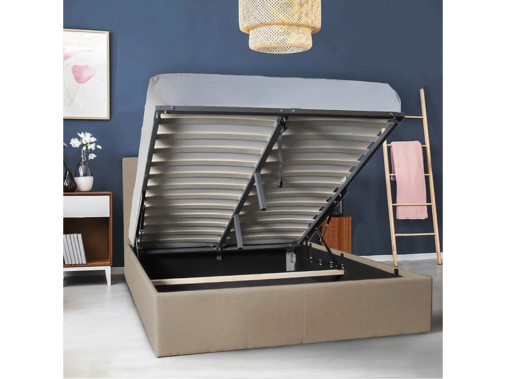 Lit coffre PARMA 140x190 + 1 sommier / Beige