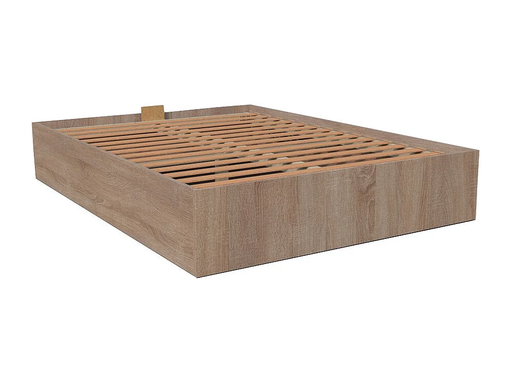 Lit coffre BILBAO 160x200 cm + sommier / Décor chêne blanchi