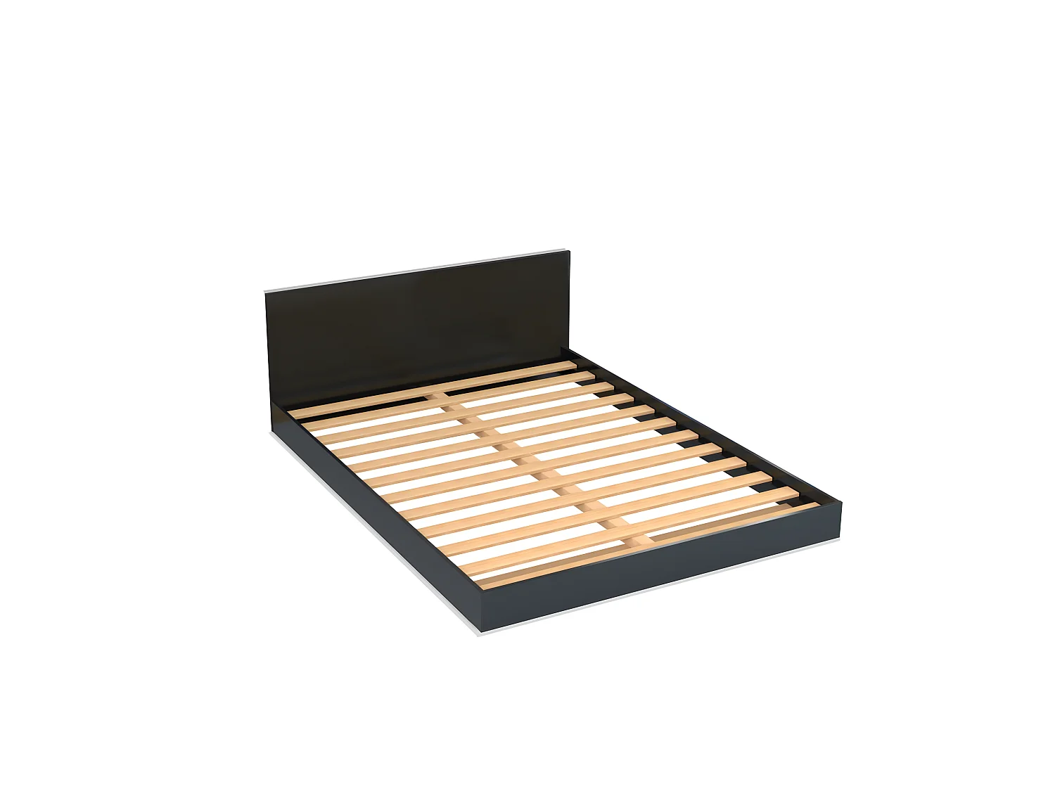 Lit LOFT 140x190 + 2 chevets + sommier + tête de lit / Noir