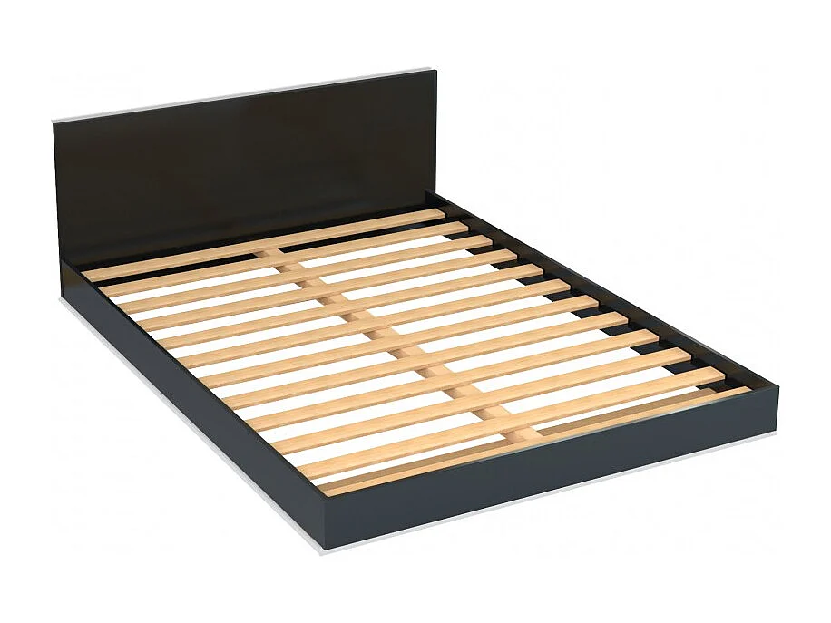 Lit LOFT 140x190 + 2 chevets + sommier + tête de lit / Noir