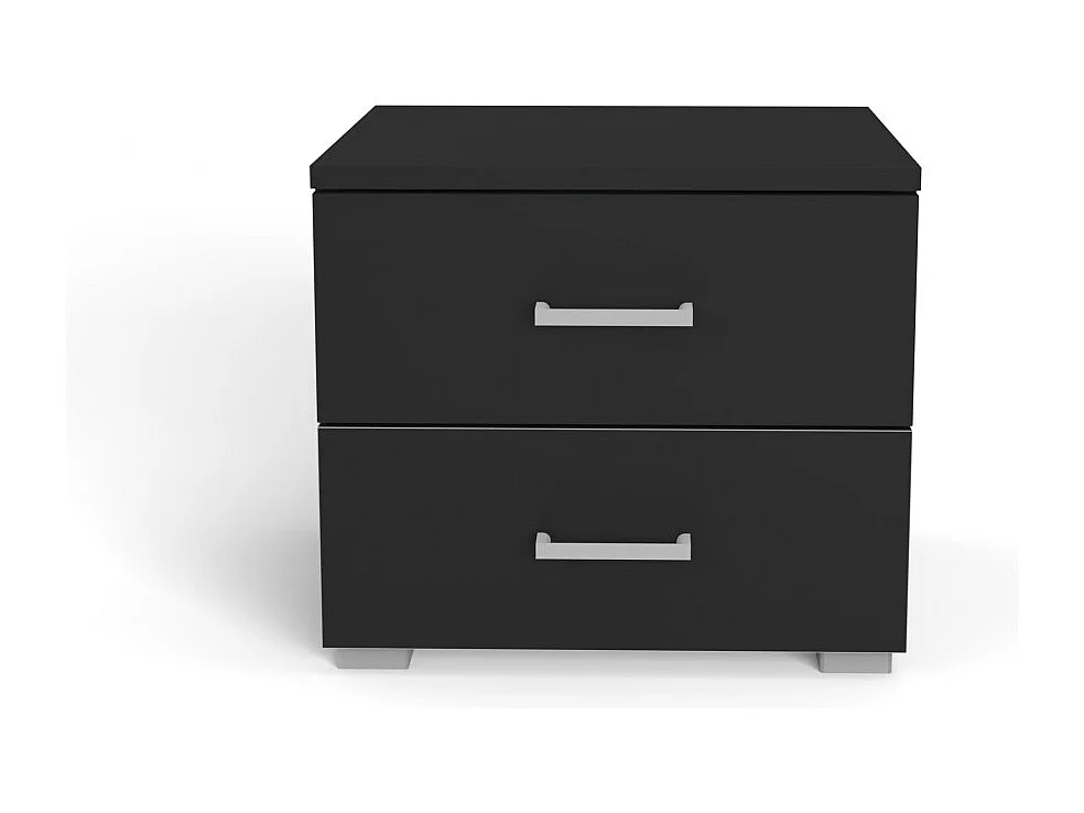 Lit LOFT 140x190 + 2 chevets + sommier + tête de lit / Noir