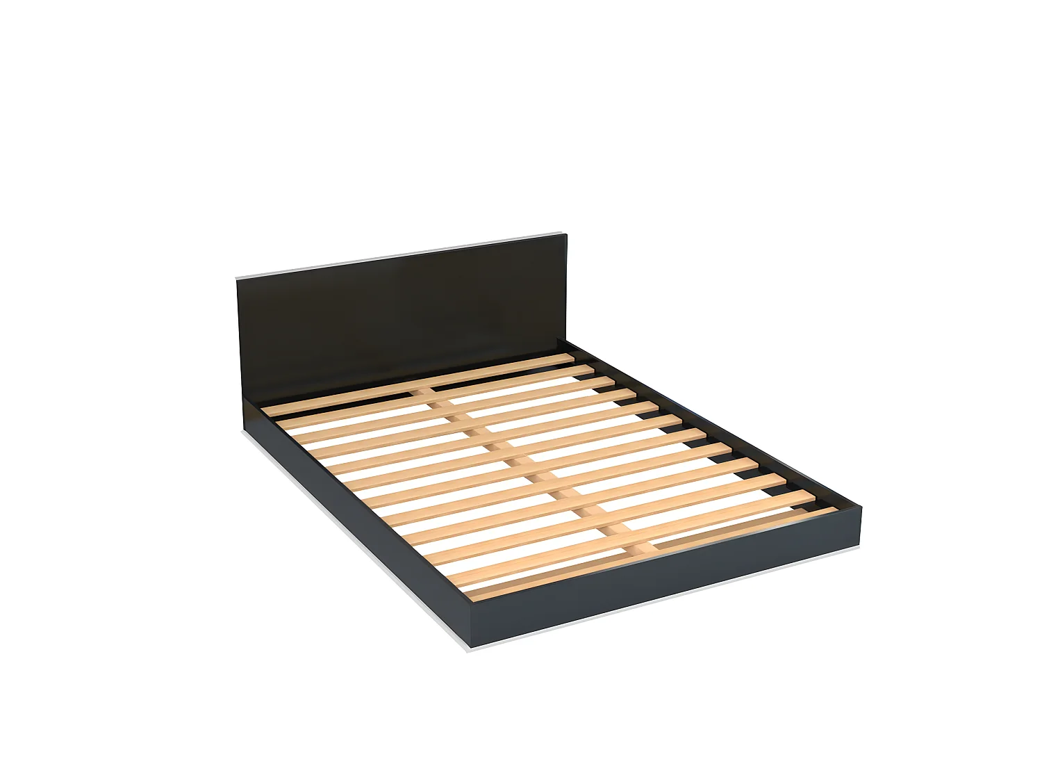 Lit LOFT 160x200 + 2 chevets  + sommier + tête de lit / Noir