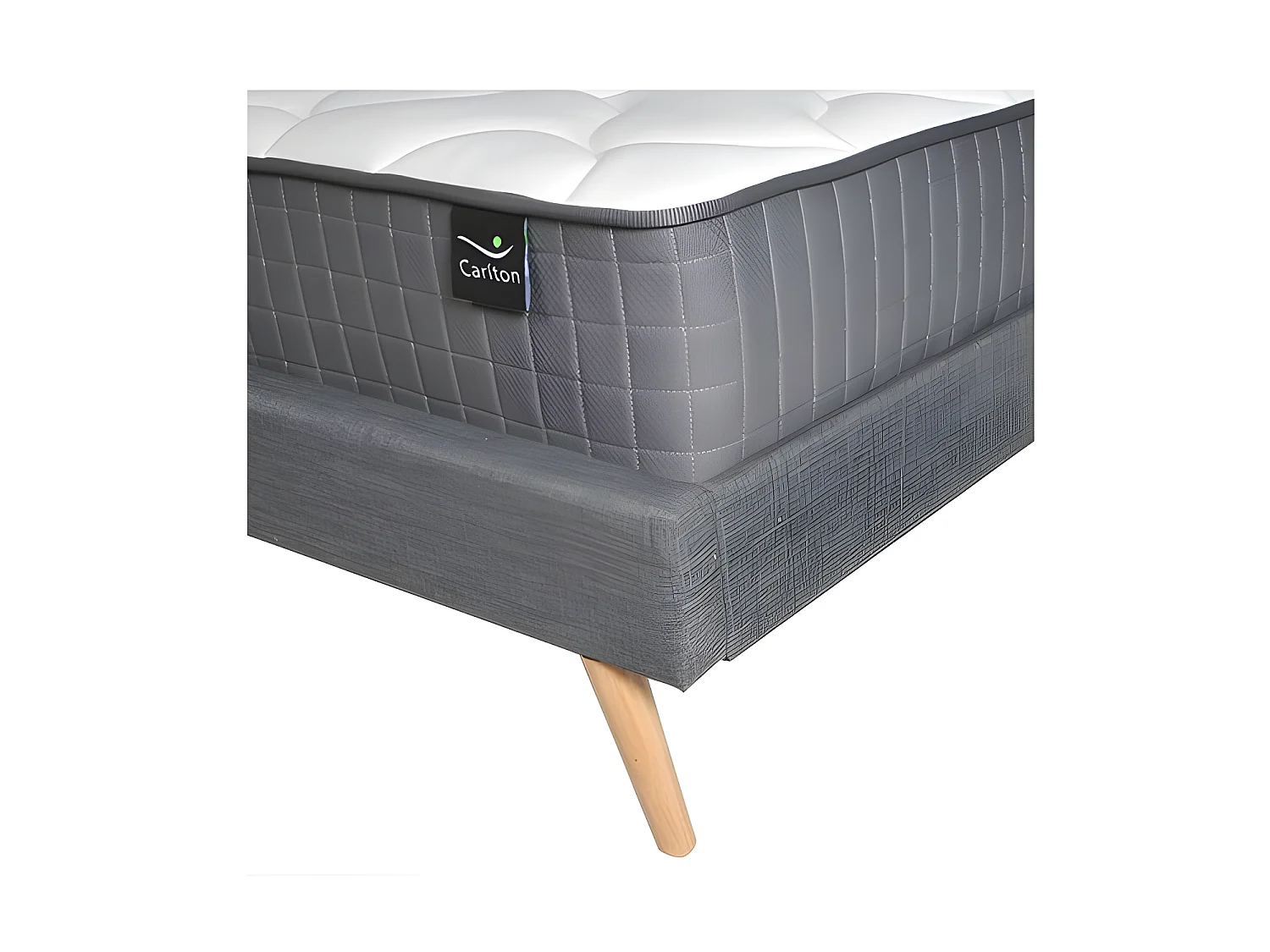 Lit BOREA 160x200 tissu + 1 sommier + 1 matelas CARLTON / Gris Foncé