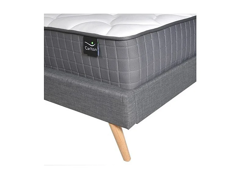 Lit BOREA 160x200 tissu + 1 sommier + 1 matelas CARLTON / Gris Foncé