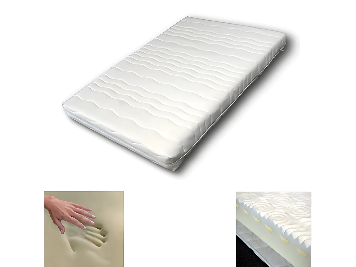 Lit coffre MADRID 140x190 + 1 sommier + 1 matelas mémoire de forme / Chêne Blanchi