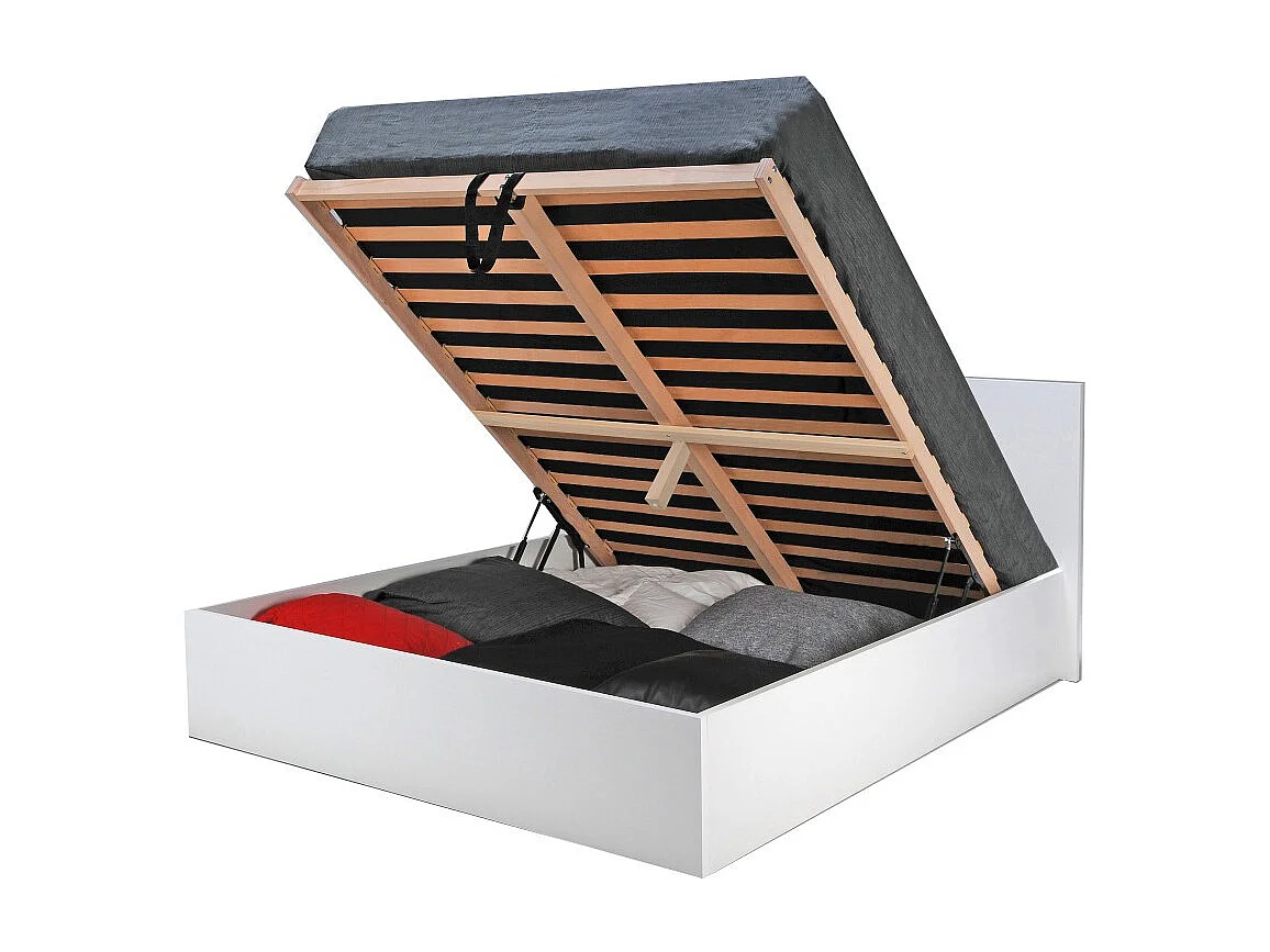 Lit coffre MADRID 180x200 + 1 sommier / Blanc