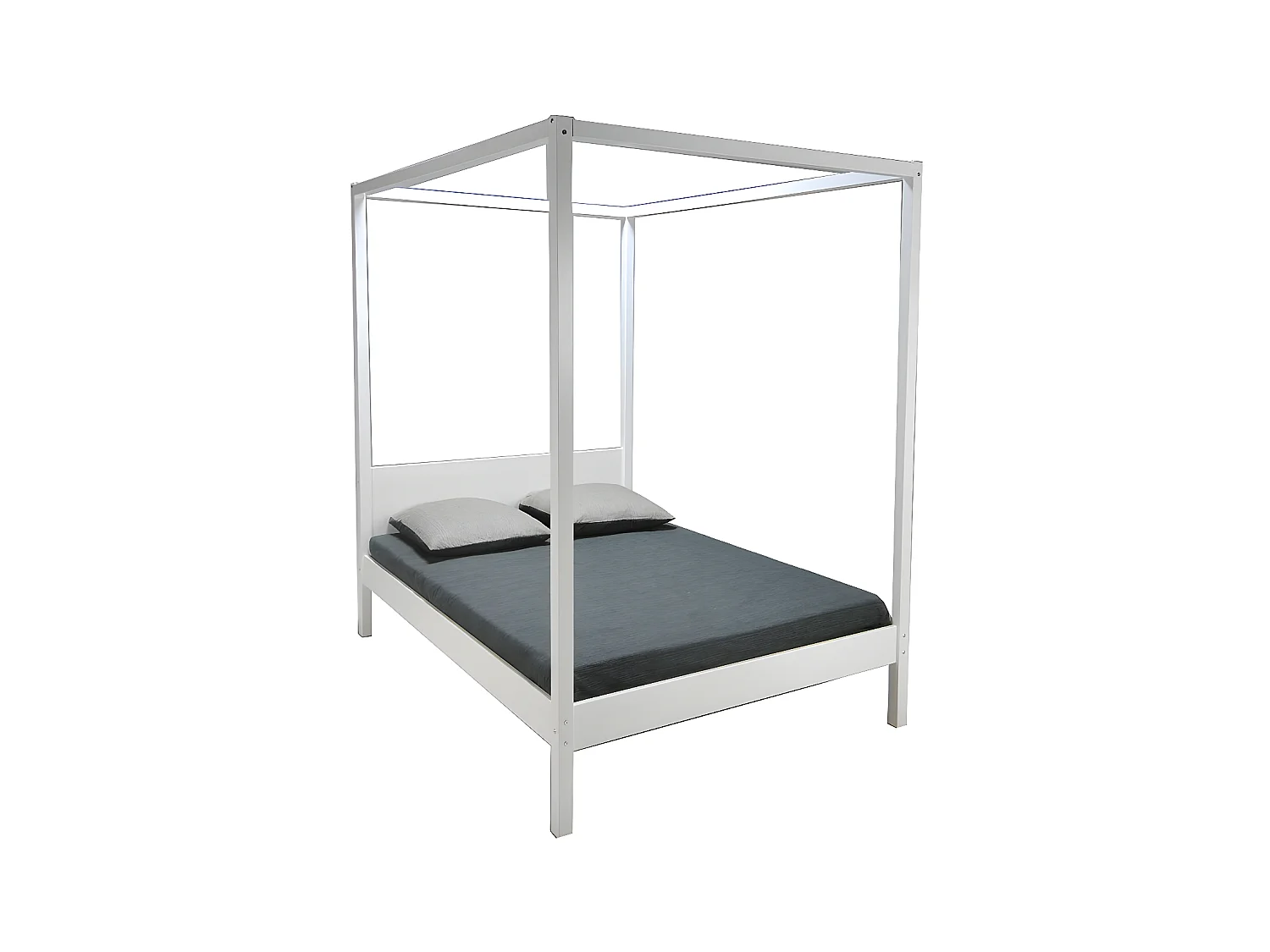 Lit double à baldaquin ROMANCE 140x190 / Blanc