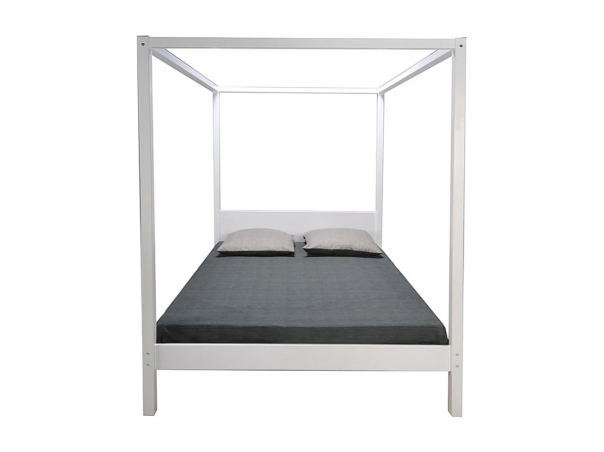 Lit double à baldaquin ROMANCE 140x190 / Blanc