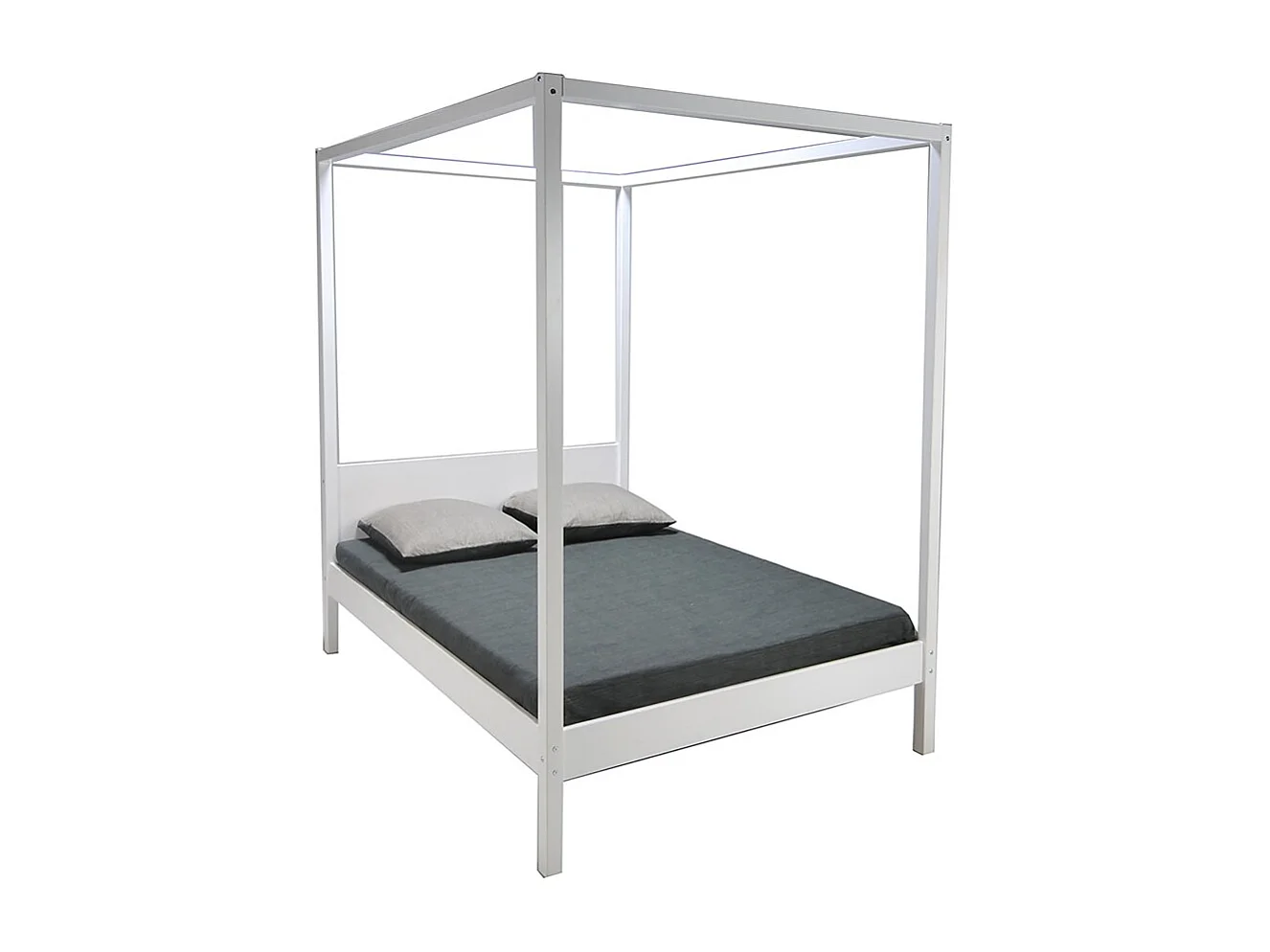 Lit double à baldaquin ROMANCE 140x190 / Blanc