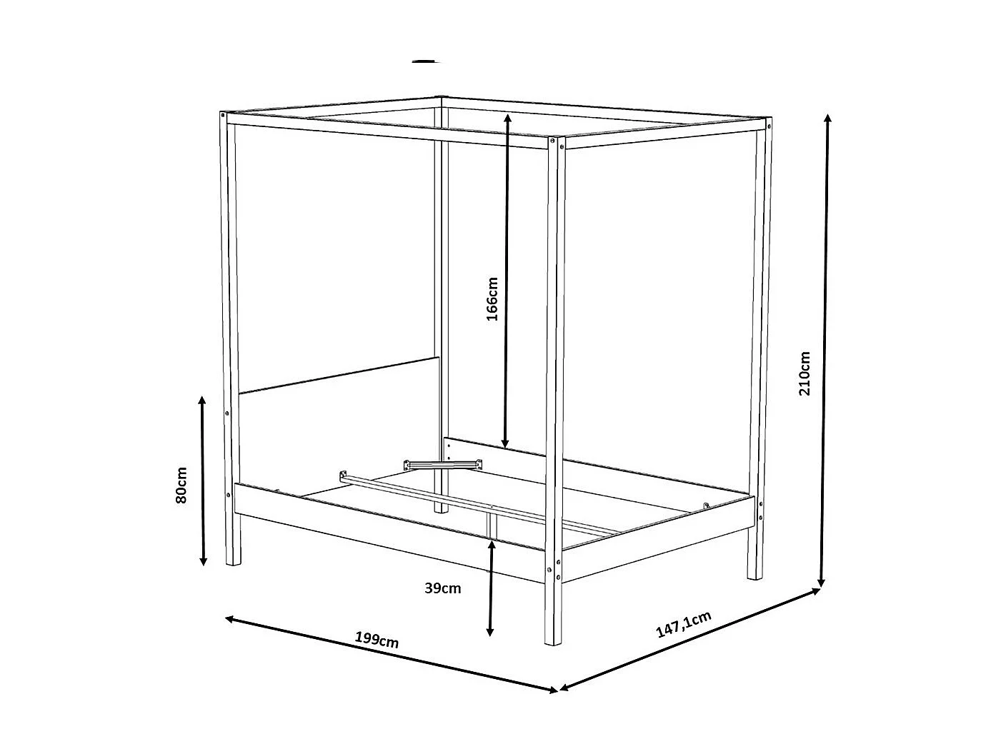 Lit double à baldaquin ROMANCE 140x190 / Blanc