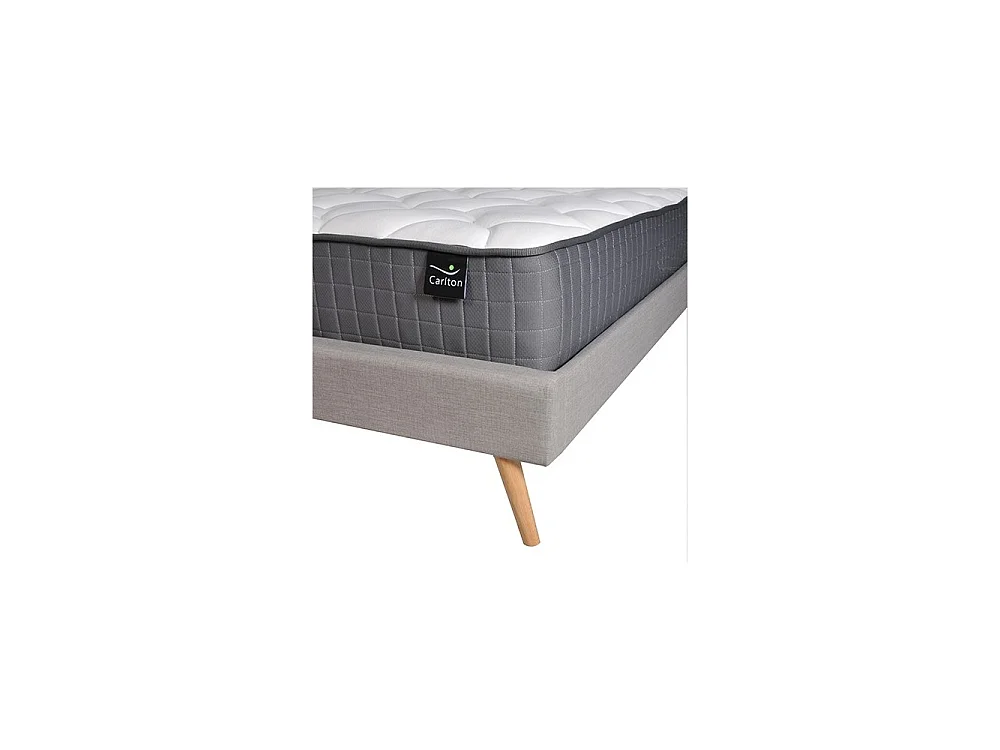 Lit BOREA 160x200 tissu + 1 sommier + 1 matelas CARLTON / Gris Clair