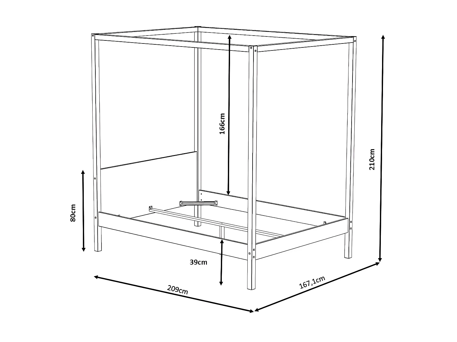 Lit double à baldaquin ROMANCE 160x200 / Noir