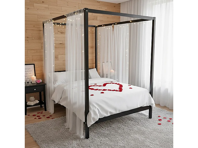 Lit double à baldaquin ROMANCE 160x200 / Noir