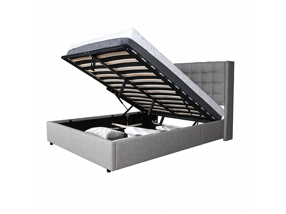 Lit coffre WEMBLEY 140x190 + 1 sommier / Gris clair