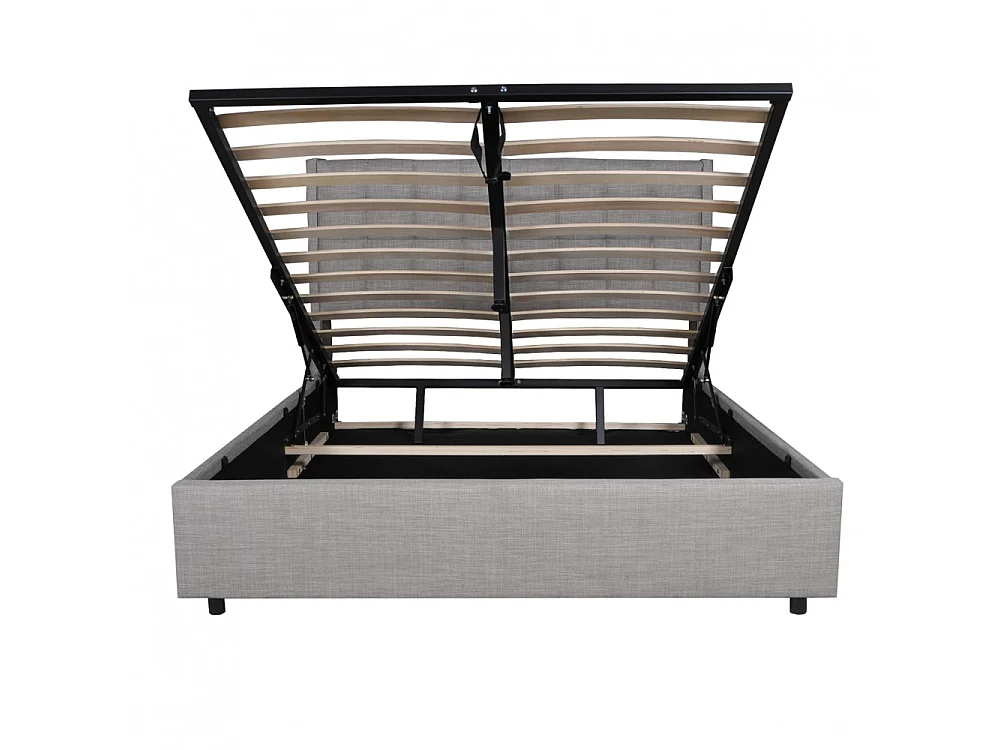 Lit coffre WEMBLEY 140x190 + 1 sommier / Gris clair