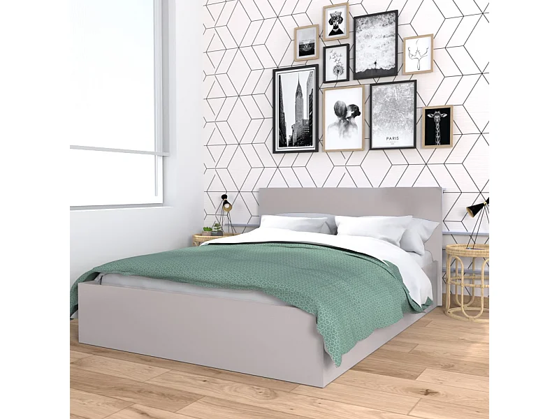 Lit coffre MADRID 160x200 + 1 sommier / Gris