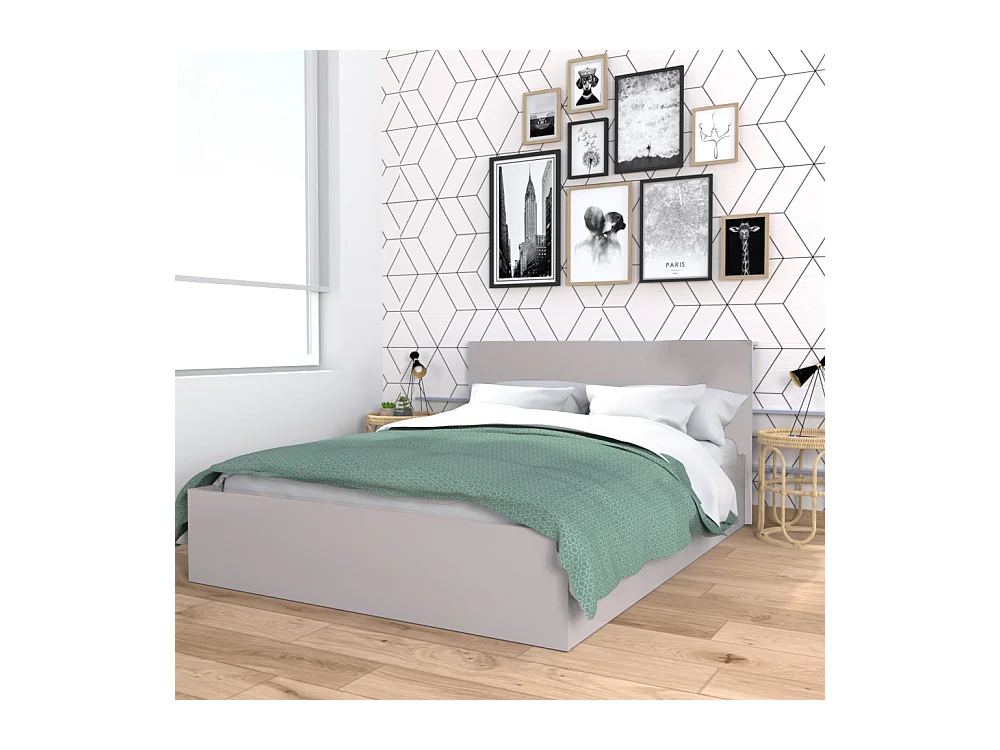 Lit coffre MADRID 160x200 + 1 sommier / Gris