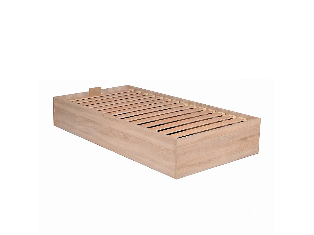 Lit coffre BILBAO 90x200 cm + sommier / Décor chêne blanchi