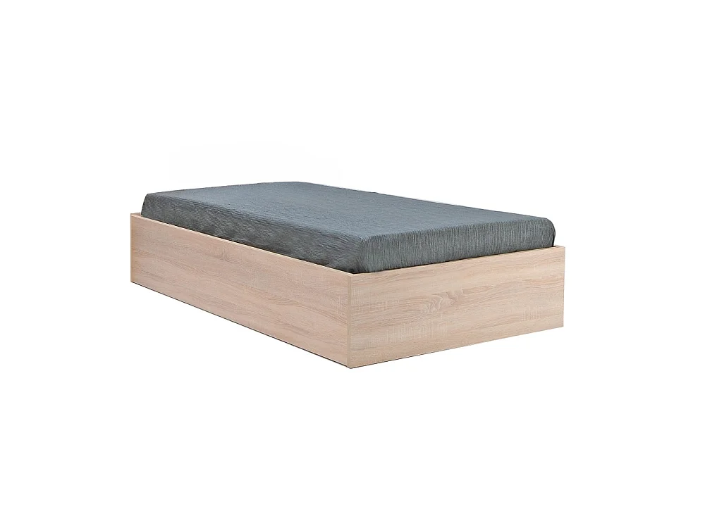Lit coffre BILBAO 90x200 cm + sommier / Décor chêne blanchi