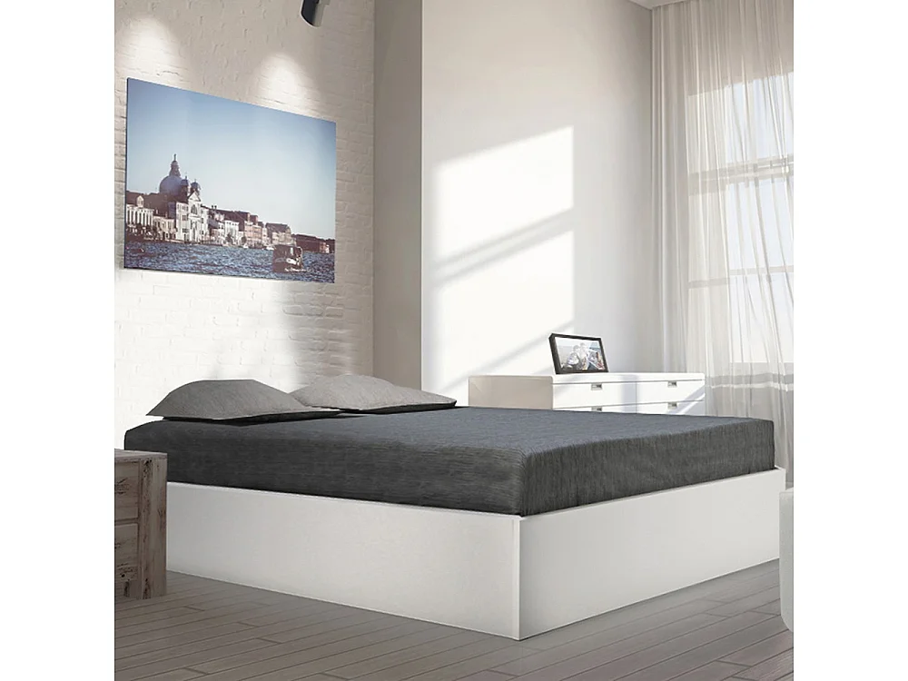 Lit coffre BILBAO 140x190 cm + sommier / blanc