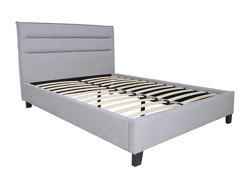 Lit LACANAU 140x190 + sommier / Gris clair