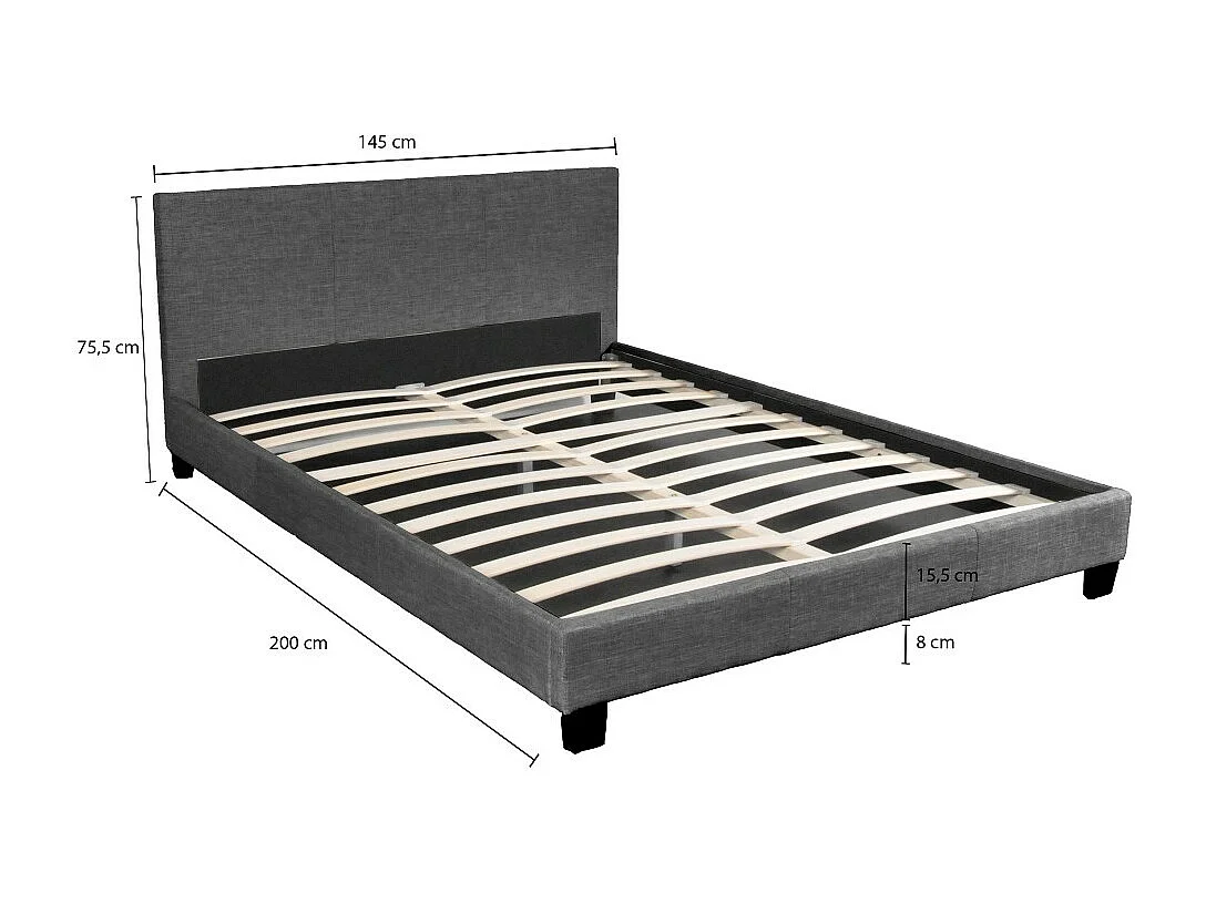 Lit DUBLIN 160x200 + 1 sommier / Gris foncé