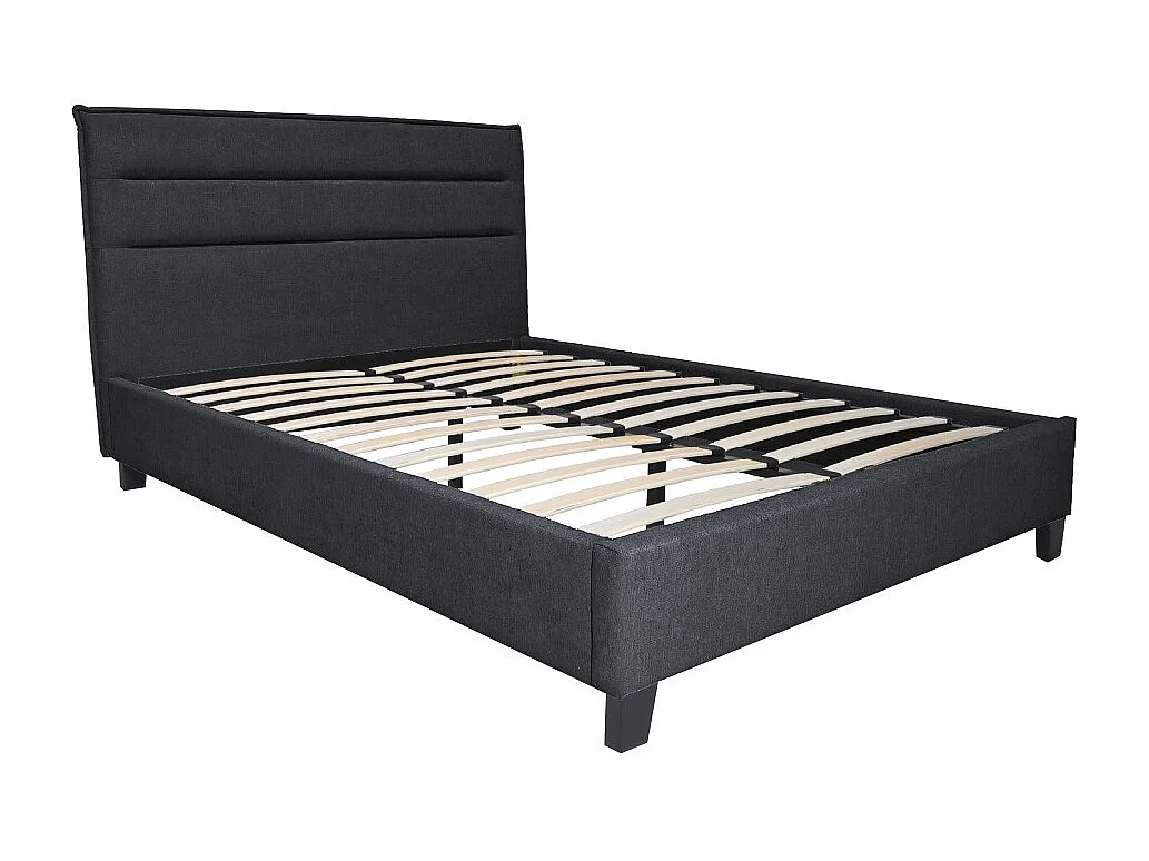 Lit LACANAU 140x190 + sommier / Gris foncé