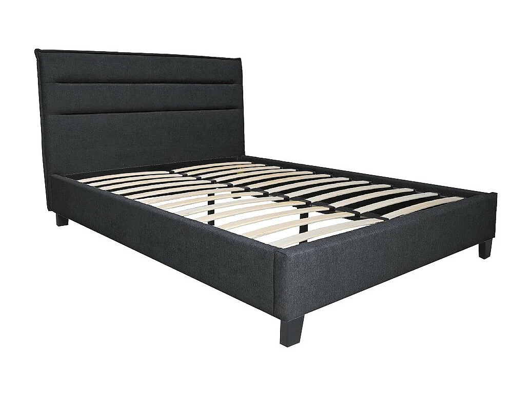 Lit LACANAU 140x190 + sommier / Gris foncé