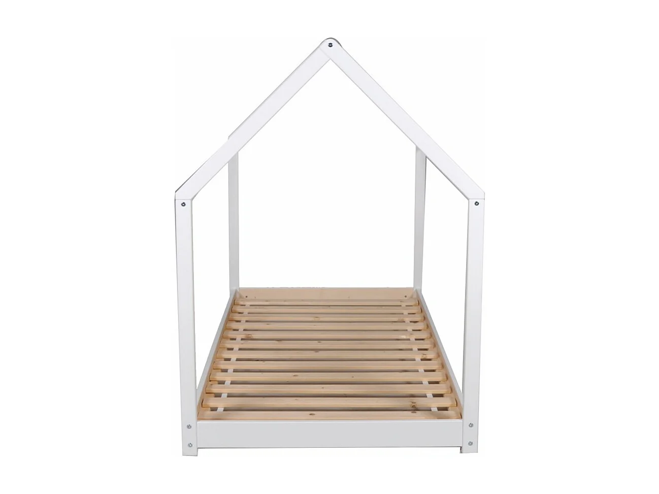 Lit cabane PANDA 90x190 + 1 sommier + matelas IRIS / Blanc