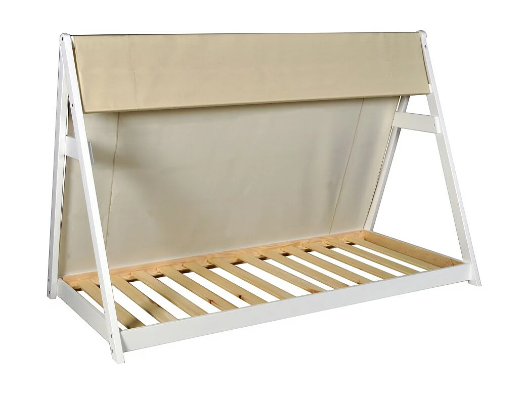 Lit cabane TIPI 90x190 + 1 toile + 1 sommier / Blanc