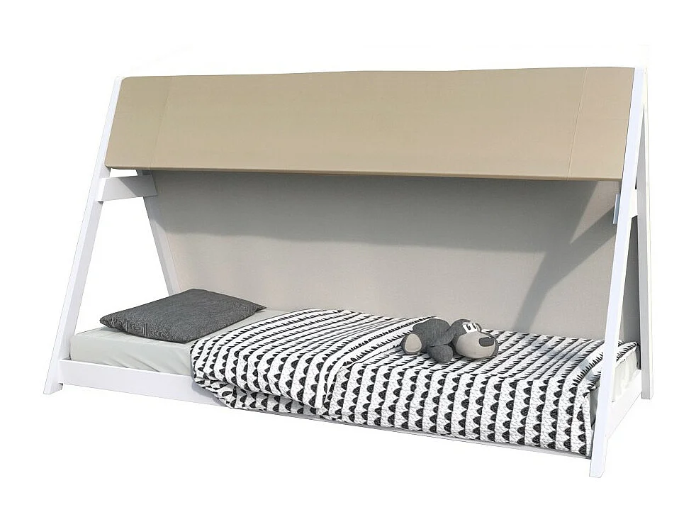 Lit cabane TIPI 90x190 + 1 toile + 1 sommier / Blanc