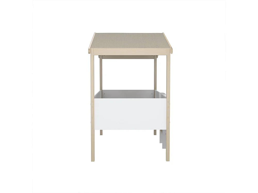 Lit cabane PILOTI 90x190 + 1sommier+ matelas IRIS / Blanc et Bois clair