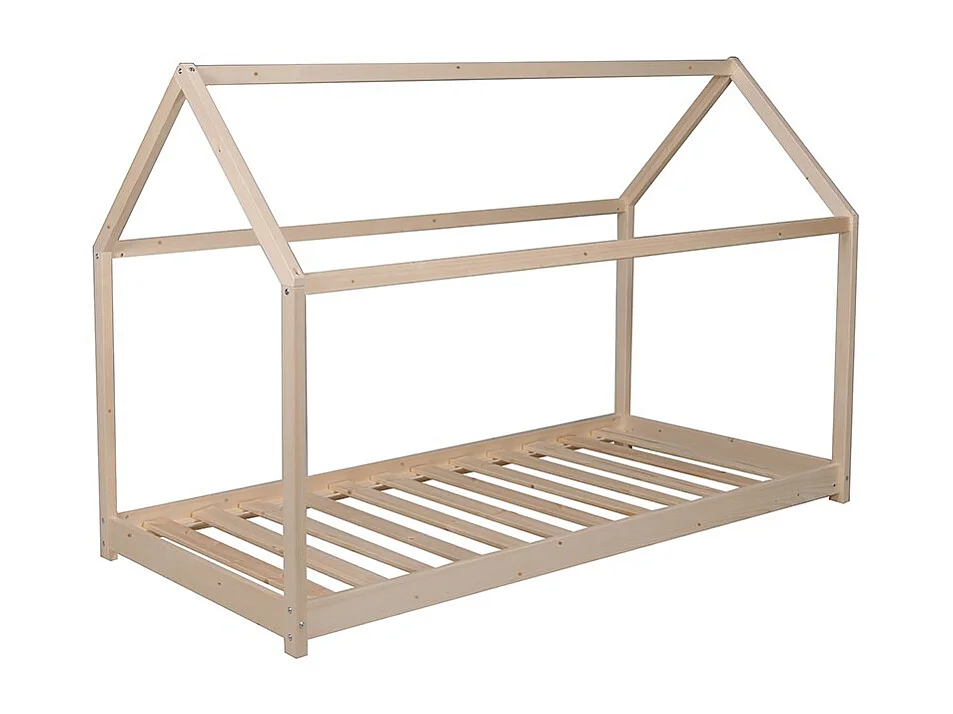 Lit cabane PANDA 90x200 + 1 sommier / Naturel