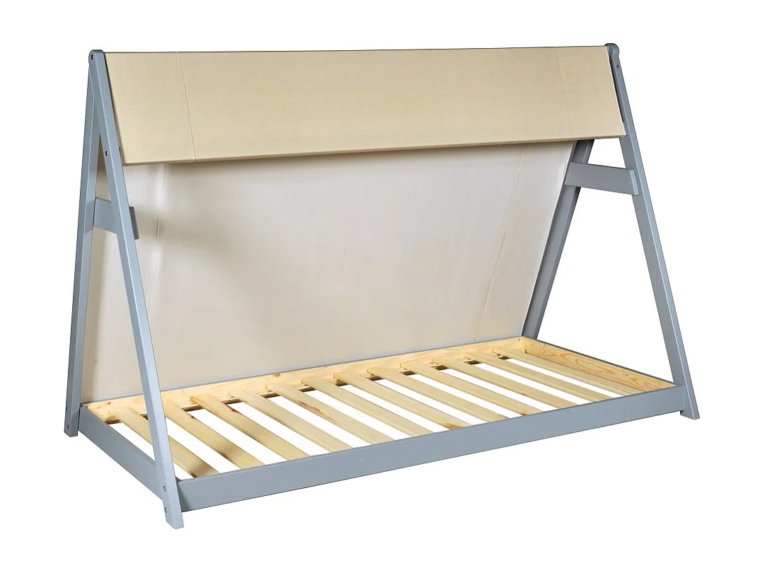 Lit cabane TIPI 90x190 + 1 toile + 1 sommier / Gris