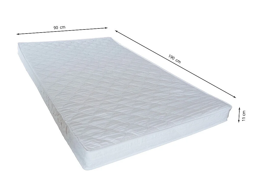 Lit cabane MIKA 90x190 + sommier +2 tiroirs + matelas IRIS  / Naturel & blanc