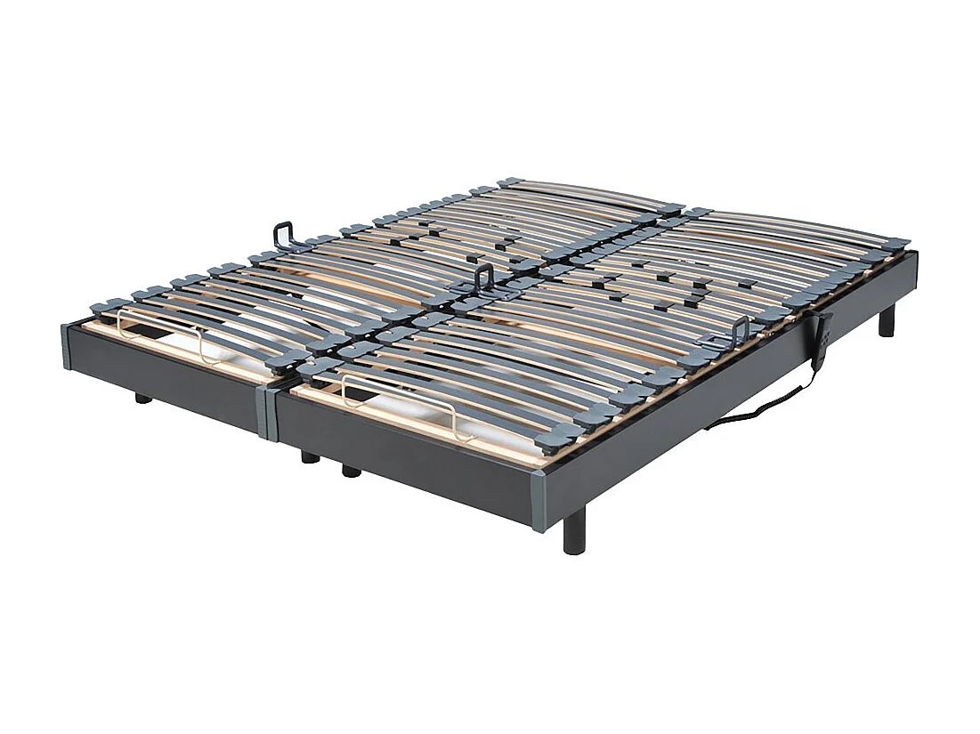 Ensemble 2 sommiers relaxation électrique FLEXPUR 80x200 + 2 matelas mémoire de forme / Noir