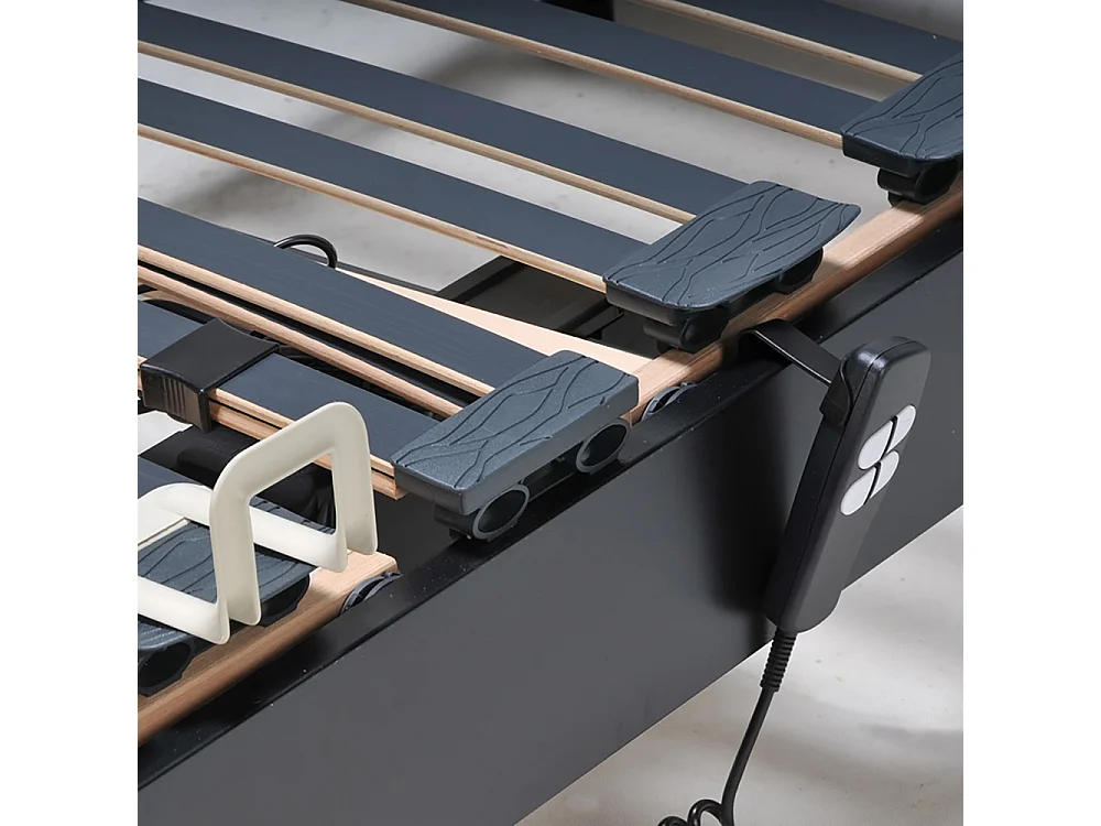 Ensemble 2 sommiers relaxation électrique FLEXPUR 80x200 + 2 matelas mémoire de forme / Noir