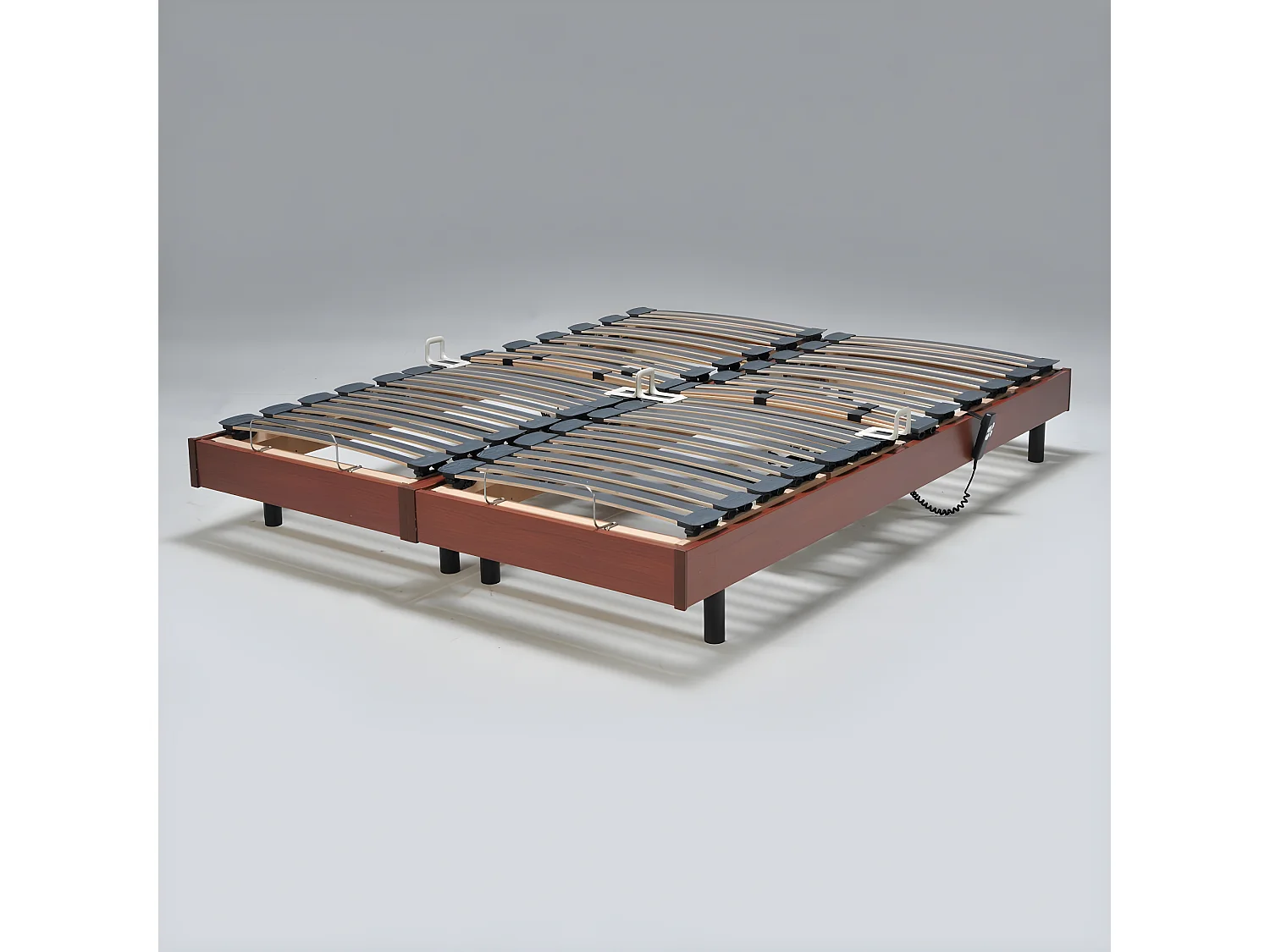 Ensemble 2 sommiers relaxation électrique FLEXPUR 80x200 + 2 matelas mémoire de forme / Décor Merisier