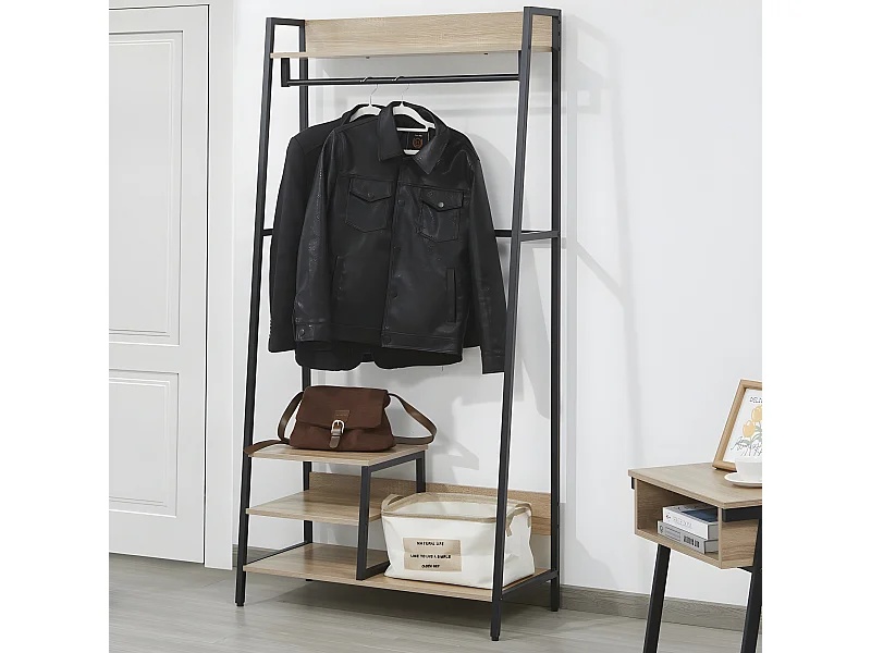 Vestiaire d'entrée FLORE / Décor chêne blanchi et métal noir